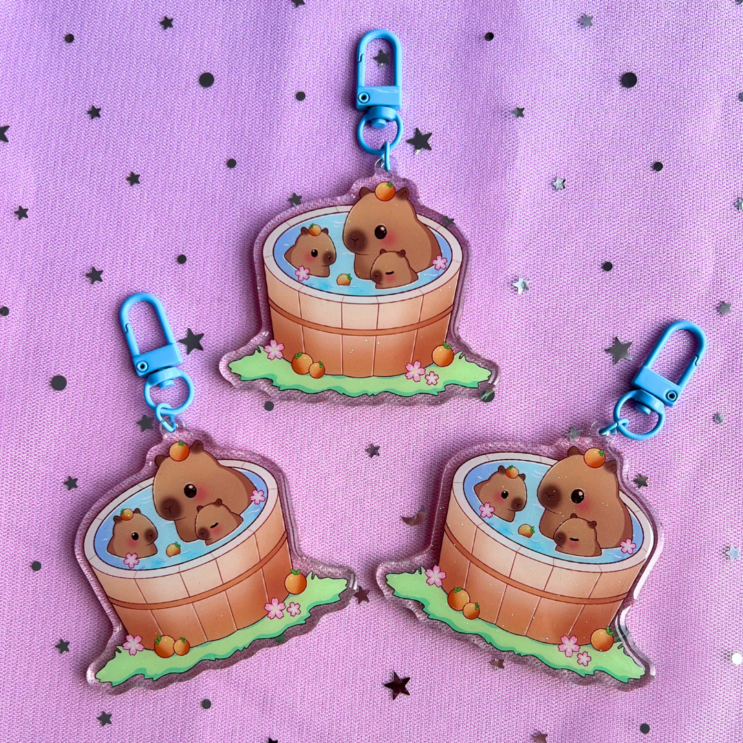 Capybara Family Keychain