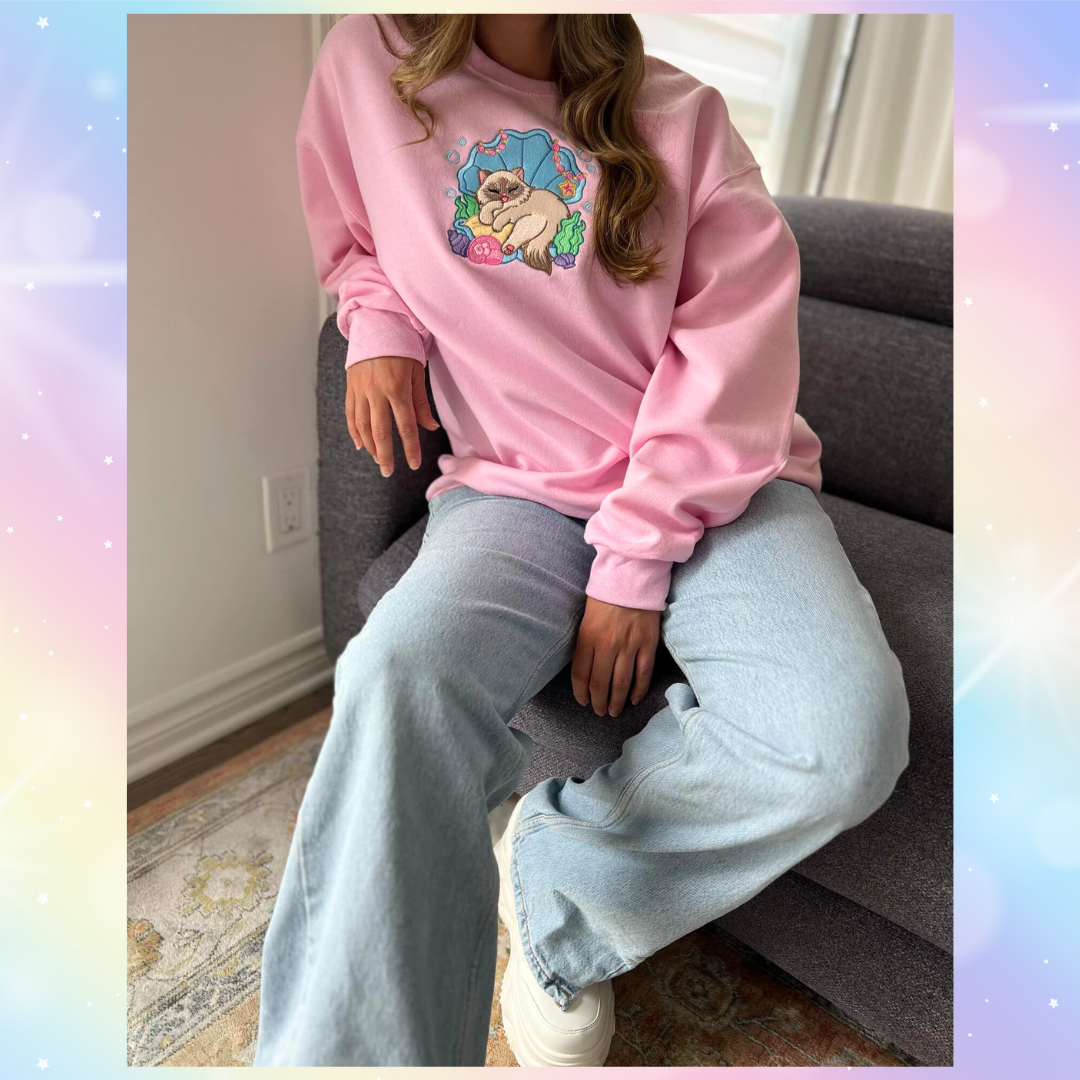 π©΅ππ«§ SEASHELL KITTY π«§ππ©΅ crewneck READY TO BE SHIPPED
