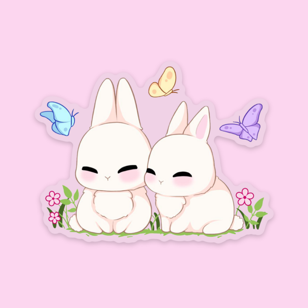 Spring Bunnies Clear Sticker