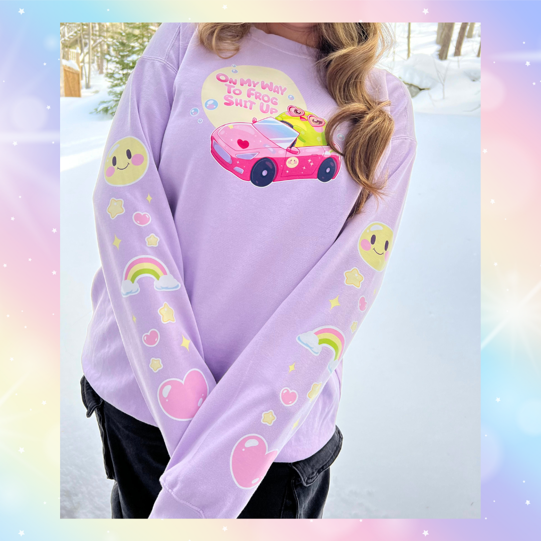 ON MY WAY TO FROG SHIT UP 🐸🩷🫧 Printed crewneck