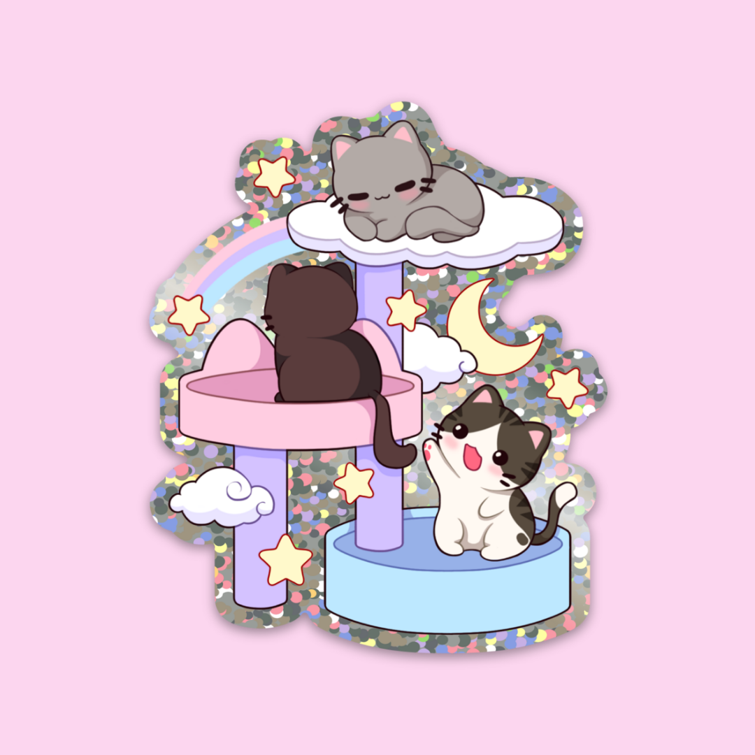 Kitty Wonderland Glitter Sticker