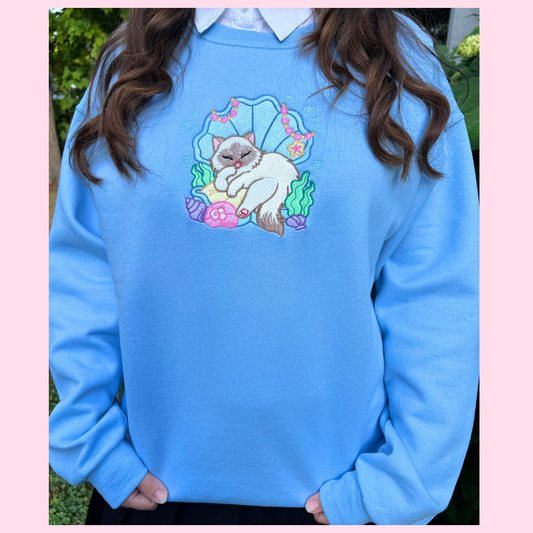 🩵🐚🫧 SEASHELL KITTY  🫧🐚🩵 crewneck