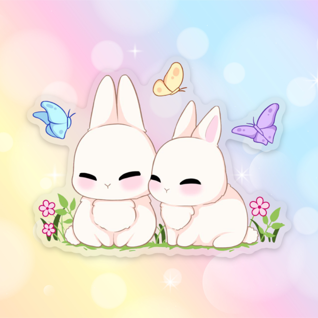 Spring Bunnies Clear Sticker