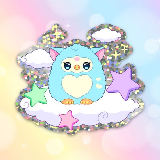 Kawaii Baby with Stars Glitter Sticker