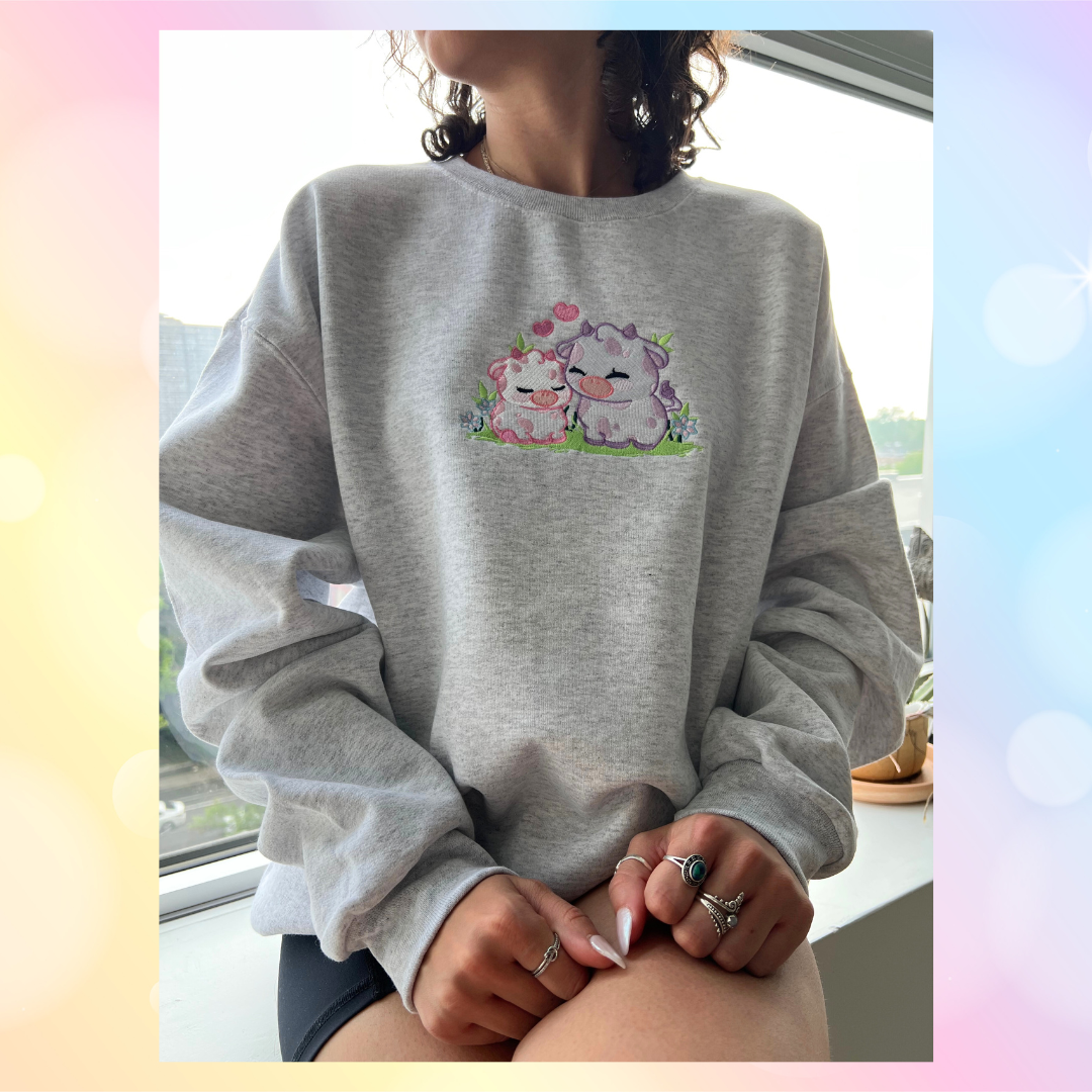 Kawaii Cow with baby crewneck